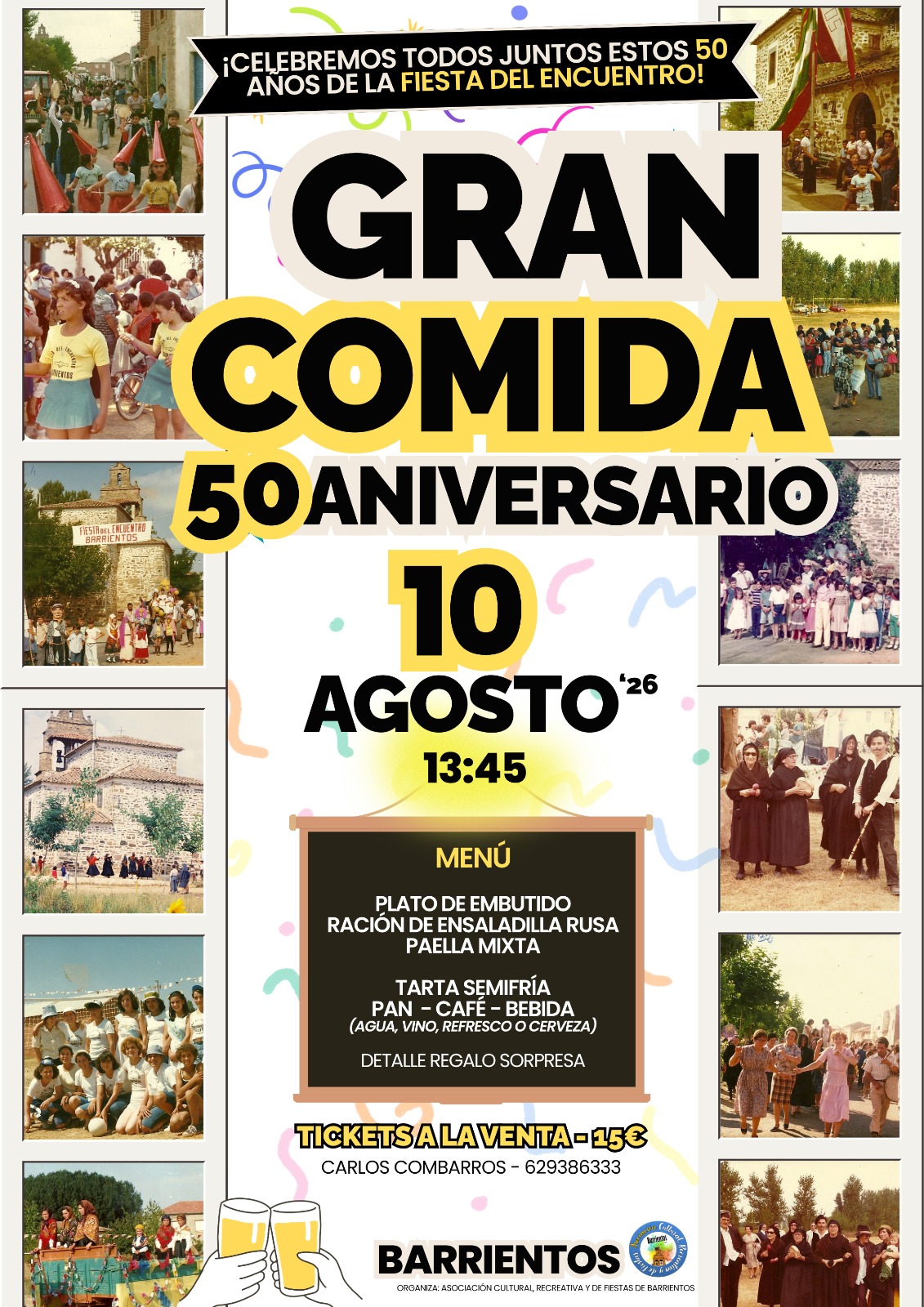 Cartel de la comida del 50 aniversario de la Fiesta del Encuentro de Barrientos