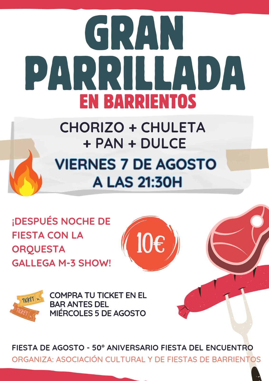 Cartel de la gran parrillada de Barrientos del 7 de agosto