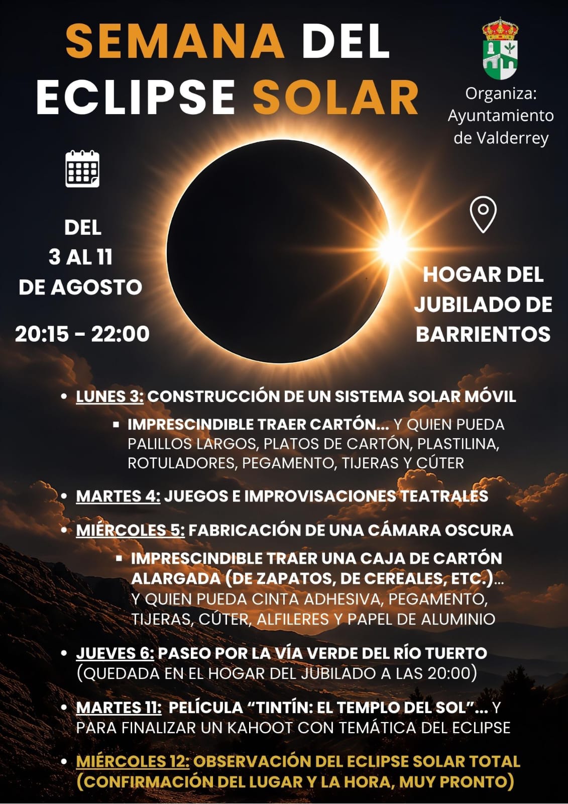 Cartel de la Semana del Eclipse Solar en Barrientos