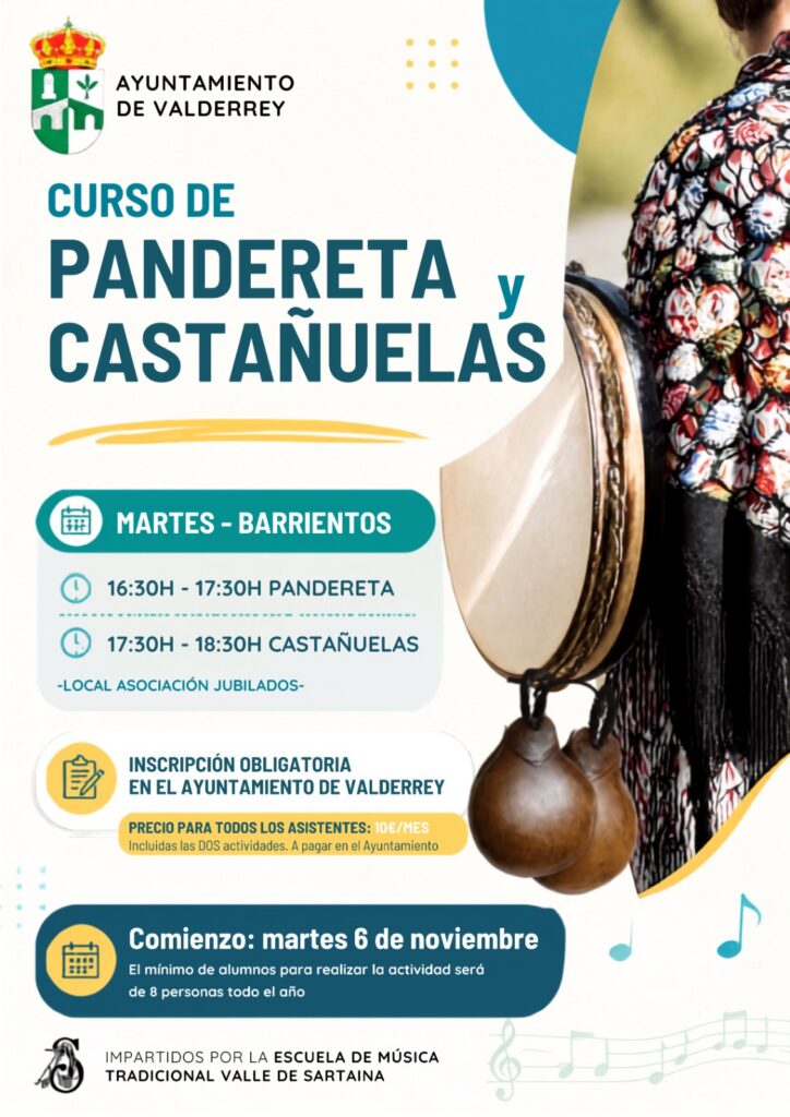 Cartel del curso de pandereta y castañuelas